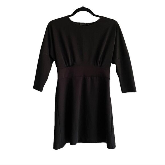 ZARA Y2K Crew Neck Open Back Batwing Dolman Sleeves Mini Dress Black M - Picture 6 of 7